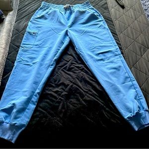 High Waisted Zamora™ Jogger Scrub Pants in Ceil Blue
